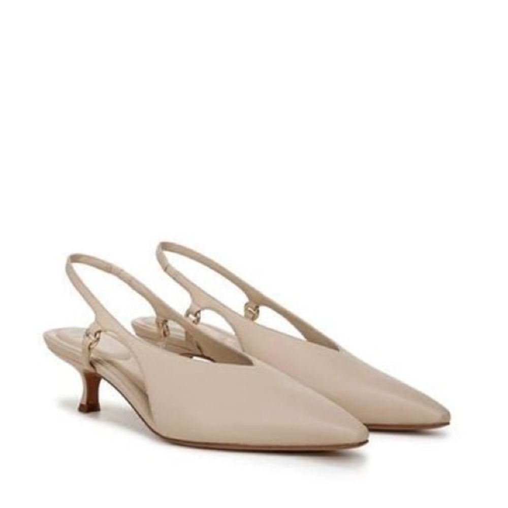Vince Sabrina Slingback Leather Kitten Heels – Nude – Size 6 (New, No Box)
